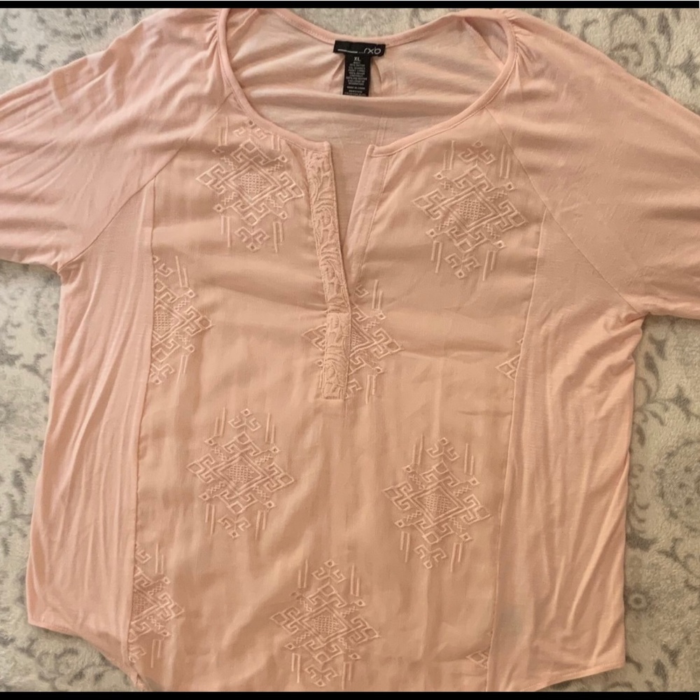 rxb Lovely Pink Bliss Embroidered Tunic Blouse